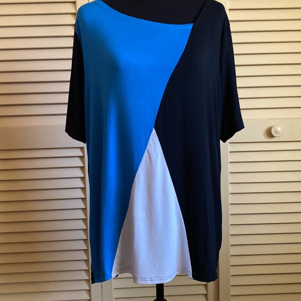 Sarin Mathews Short-sleeve Top Abstract Asymmetrical Neck - Bundle (2) Size XXL - Picture 4 of 14